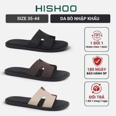 Dép lê bệt Nam quai chữ H lót da premium Manto 6 HISHOO W095