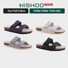 Dép đế trấu birken xé dán vải dạ Premium HISHOO B105