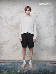 Áo Sơ Mi Nam Tay Dài Xám Tro Relax Form Rộng, Cổ Polo Tàu Vuông, Xẻ V Linen Solene Vải Mềm Mát HISHOO A3T002