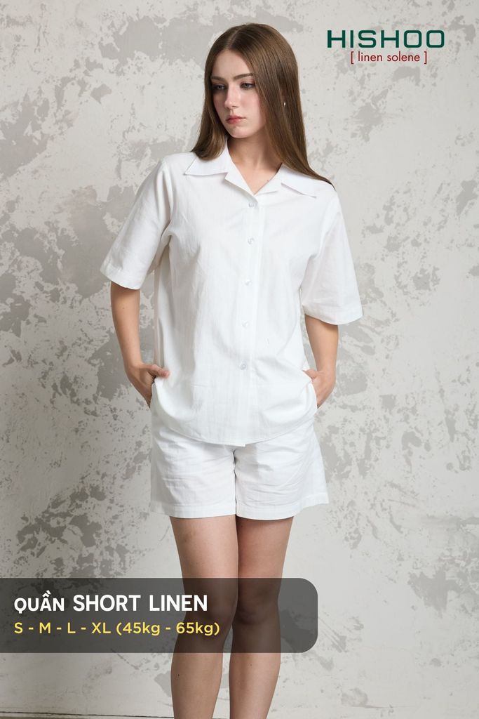 Quần short nữ Linen Solene HISHOO Thoáng mát giữ form mặc đi chơi đi làm Q1G001