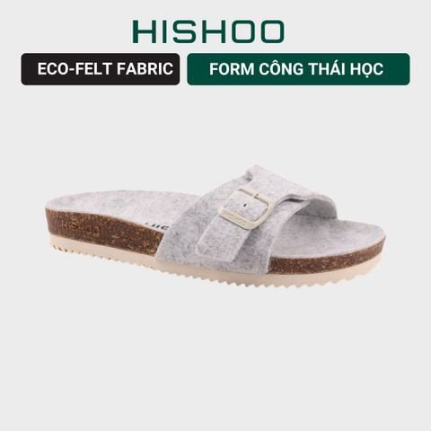 Dép đế trấu birken 1 khóa vải dạ Premium HISHOO B113