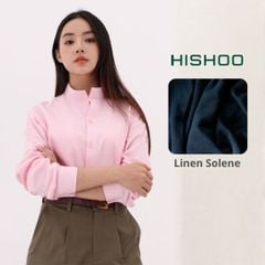Áo Sơ Mi Tay Dài Nữ Relax Form Rộng, Cổ Tàu Vuông, Lai Ngang Linen Solene Vải Mềm Mát HISHOO A2G002