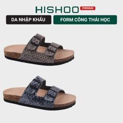 Dép đế trấu birken 2 khoá Vân Đá premium HISHOO B093