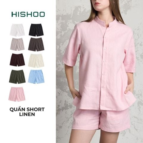 Quần short nữ Linen Solene HISHOO Thoáng mát giữ form mặc đi chơi đi làm Q1G001