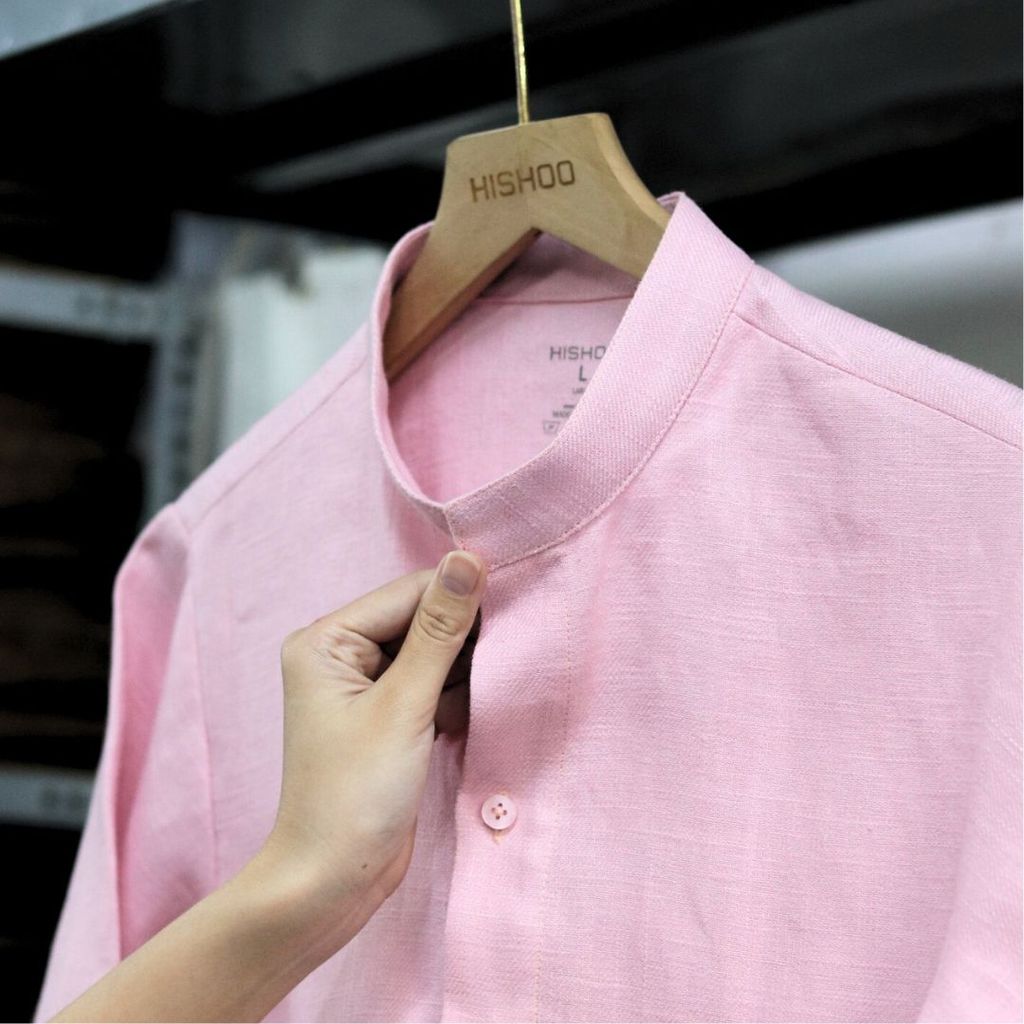 Áo Sơ Mi Nữ Relax Form Rộng, Cổ Tàu Vuông, Lai Ngang Linen Solene Vải Mềm Mát HISHOO A1G002