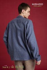 Áo Sơ Mi Nam Tay Dài Relax Form Rộng, Cổ Danton, Lai Ngang Linen Solene Vải Mềm Mát HISHOO A2T004