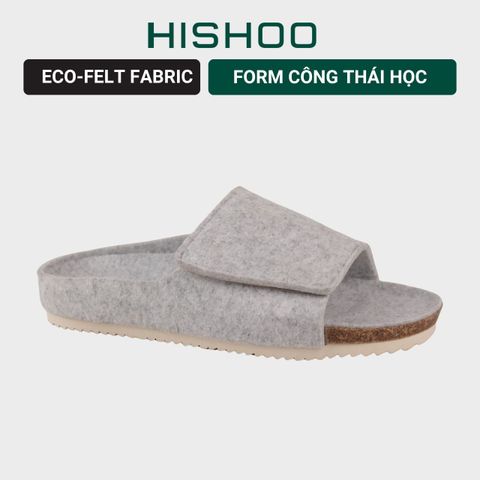 Dép đế trấu birken xé dán vải dạ Premium HISHOO B108