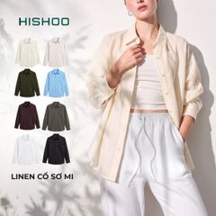 Áo Sơ Mi Tay Dài Nữ Relax Form Rộng, Cổ Thường, Lai Ngang Linen Solene Vải Mềm Mát HISHOO A2G003