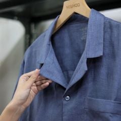 Áo Sơ Mi Nam Relax Form Rộng, Cổ Danton, Lai Ngang Linen Solene Vải Mềm Mát HISHOO A1T004