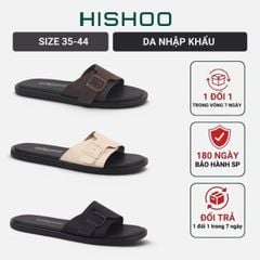 Dép lê bệt Nam quai ngang 1 khóa lót da premium Manto 6 HISHOO W113