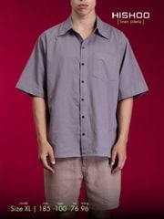 Áo Sơ Mi Xám Môn Nam Relax Form Rộng, Cổ Thường, Lai Ngang Linen Solene Vải Mềm Mát HISHOO A1T003