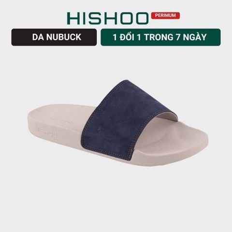 Dép quai ngang Nubuck Xanh navy HISHOO U111