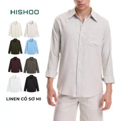 Áo Sơ Mi Nam Tay Dài Relax Form Rộng, Cổ Thường, Lai Ngang Linen Solene Vải Mềm Mát HISHOO A2T003