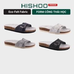 Dép đế trấu birken 1 khóa vải dạ Premium HISHOO B113