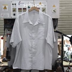 Áo Sơ Mi Nam Relax Form Rộng, Cổ Danton, Lai Ngang Linen Solene Vải Mềm Mát HISHOO A1T004