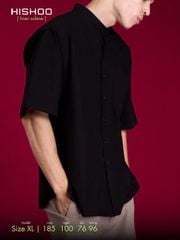 Áo Sơ Mi Nam Relax Form Rộng, Cổ Tàu Vuông, Lai Ngang Linen Solene Vải Mềm Mát HISHOO A1T002