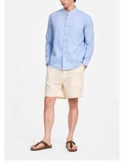 Áo Sơ Mi Nam Nút Gỗ Tay Dài Relax Form Rộng, Cổ Tàu Vuông, Lai Ngang Linen Solene Vải Mềm Mát HISHOO A2T002