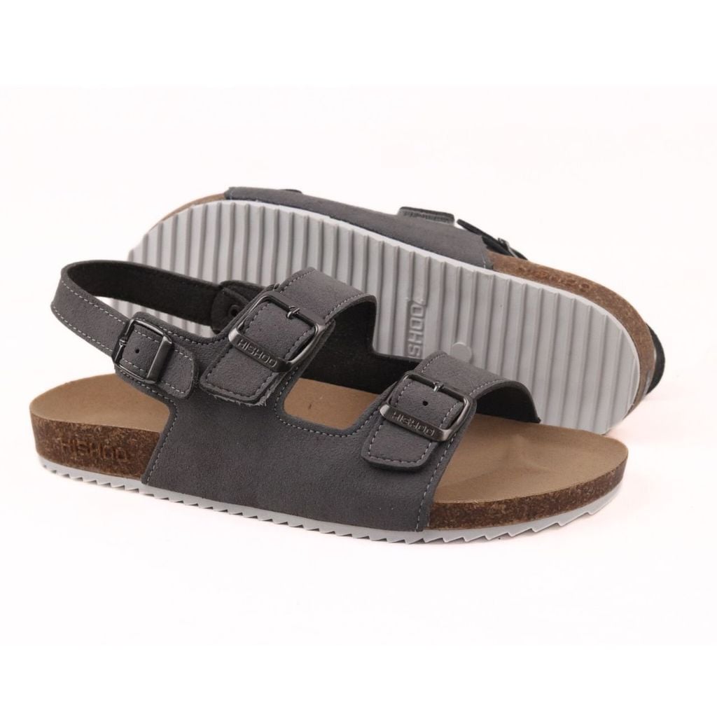 Dép đế trấu Sandal birken 2 khoá da lộn HISHOO R102