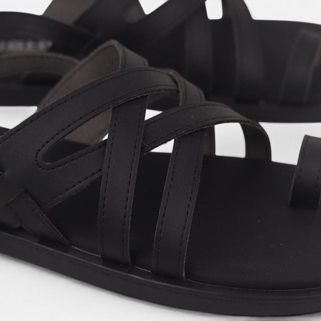 Dép Sandal lê bệt Nam quai ngang xỏ ngón lót da premium Manto 6 HISHOO W010