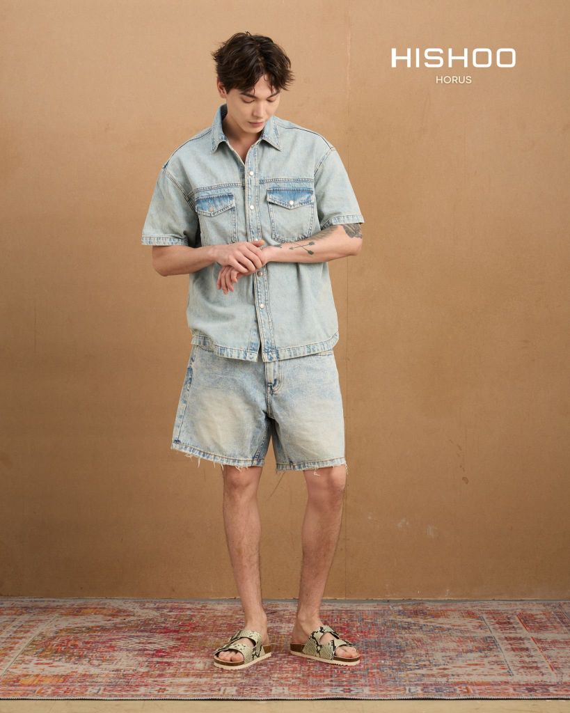 Dép đế trấu birken 2 khoá Xanh Vân Rắn premium HISHOO B093