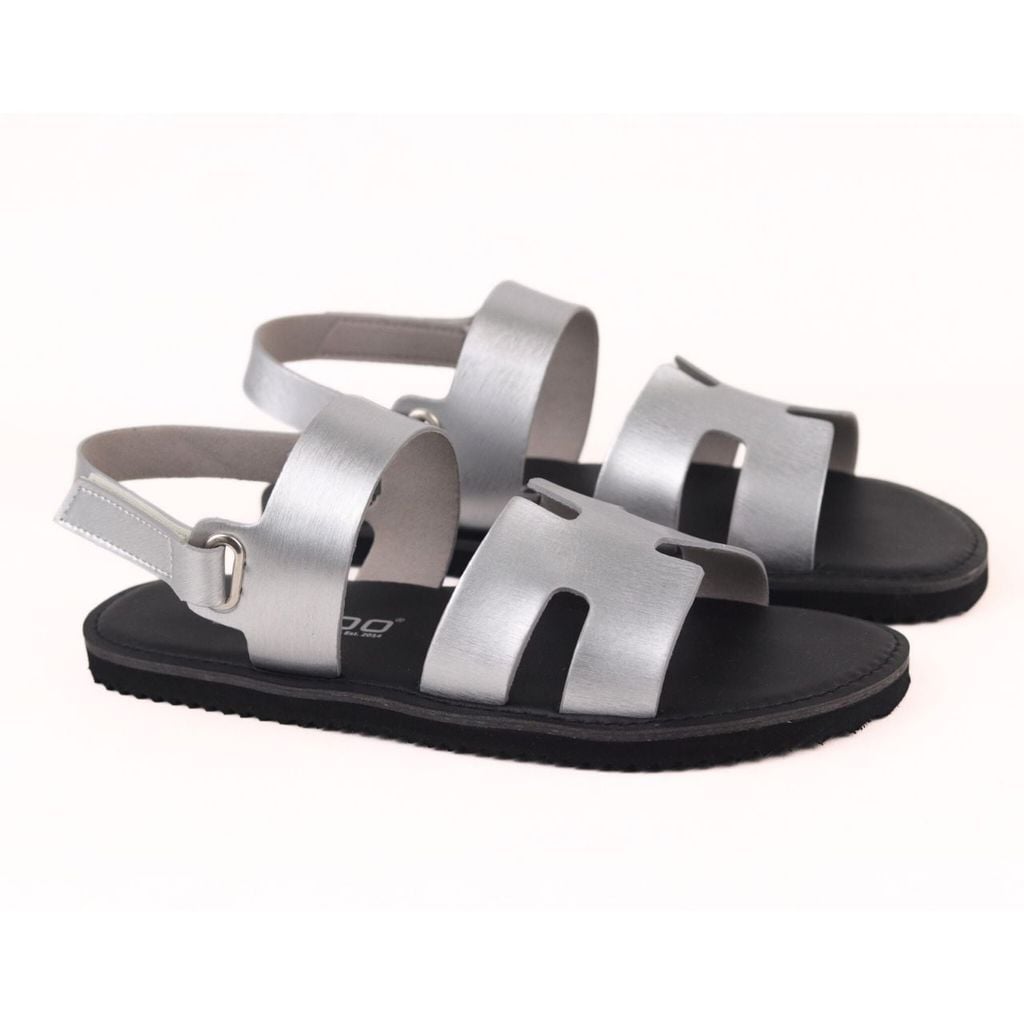 Dép Sandal Daily Trek Sandal (Sandal đi bộ đường dài) Nam chữ H Bạc lót da premium Felix HISHOO P115