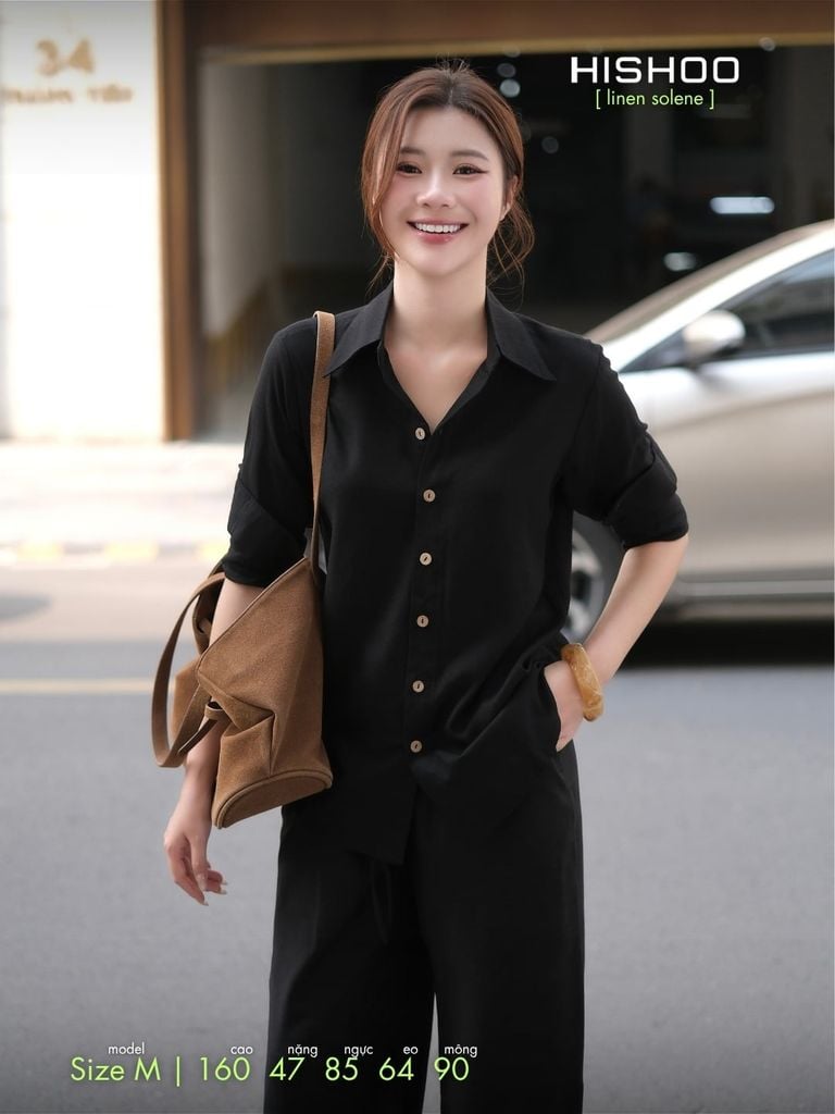 Quần dài Linen Nữ Lưng Thun, Hishoo basic mặc đi chơi, đi làm HISHOO Q3G001