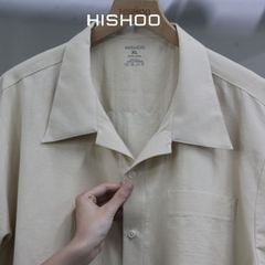 Áo Sơ Mi Nam Relax Form Rộng, Cổ Danton, Lai Ngang Linen Solene Vải Mềm Mát HISHOO A1T004