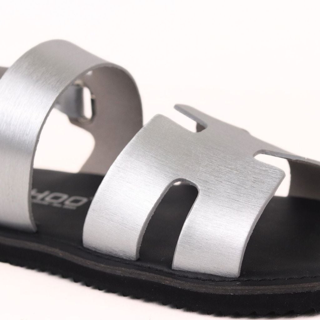 Dép Sandal Daily Trek Sandal (Sandal đi bộ đường dài) Nam chữ H Bạc lót da premium Felix HISHOO P115