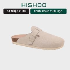 Dép đế trấu sục Boston quai ngang vân Craquelure Premium HISHOO B109