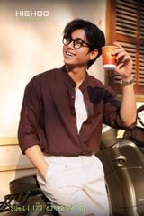 Áo Sơ Mi Nam Tay Dài Relax Form Rộng, Cổ Tàu Vuông, Lai Ngang Linen Solene Vải Mềm Mát HISHOO A2T002