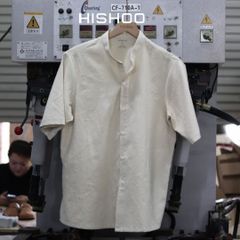 Áo Sơ Mi Nữ Relax Form Rộng, Cổ Tàu Vuông, Lai Ngang Linen Solene Vải Mềm Mát HISHOO A1G002