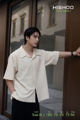 Áo Sơ Mi Nam Relax Form Rộng, Cổ Danton, Lai Ngang Linen Solene Vải Mềm Mát HISHOO A1T004