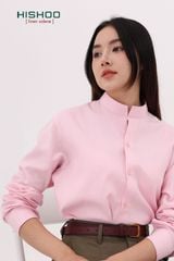 Áo Sơ Mi Tay Dài Nữ Relax Form Rộng, Cổ Tàu Vuông, Lai Ngang Linen Solene Vải Mềm Mát HISHOO A2G002