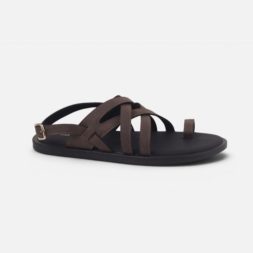 Dép Sandal lê bệt Nam quai ngang xỏ ngón lót da premium Manto 6 HISHOO W010