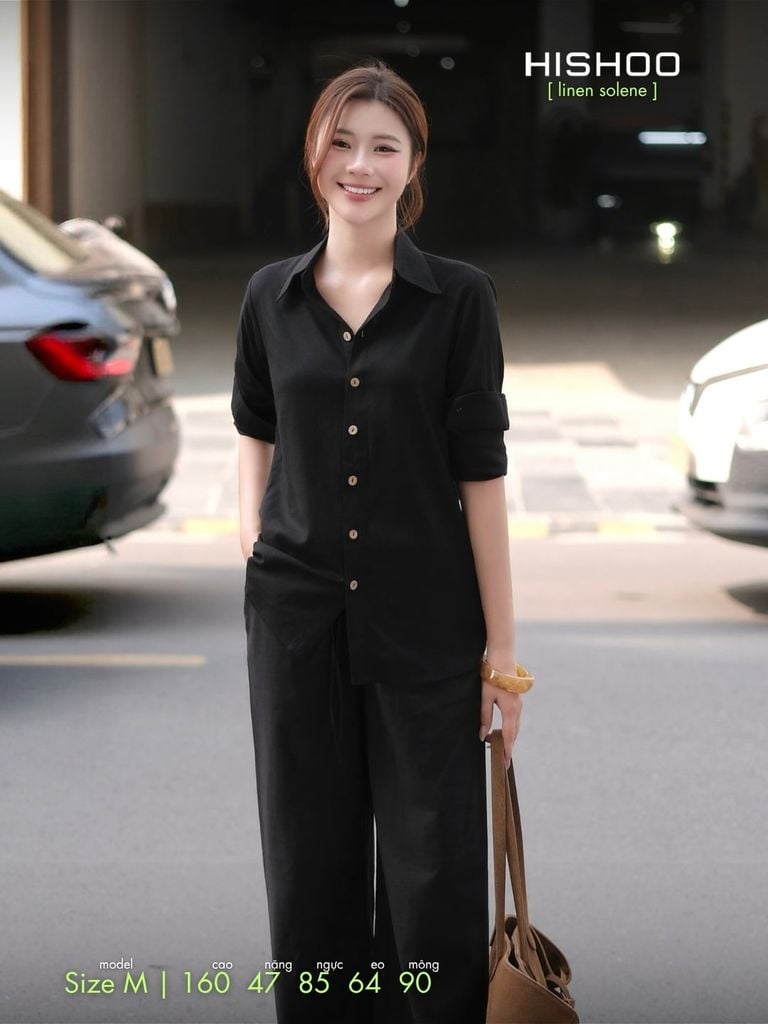 Quần dài Linen Nữ Lưng Thun, Hishoo basic mặc đi chơi, đi làm HISHOO Q3G001