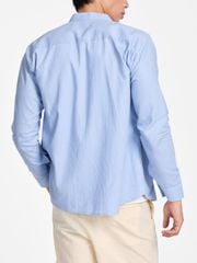 Áo Sơ Mi Nam Nút Gỗ Tay Dài Relax Form Rộng, Cổ Tàu Vuông, Lai Ngang Linen Solene Vải Mềm Mát HISHOO A2T002