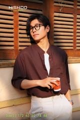 Áo Sơ Mi Nam Tay Dài Relax Form Rộng, Cổ Tàu Vuông, Lai Ngang Linen Solene Vải Mềm Mát HISHOO A2T002