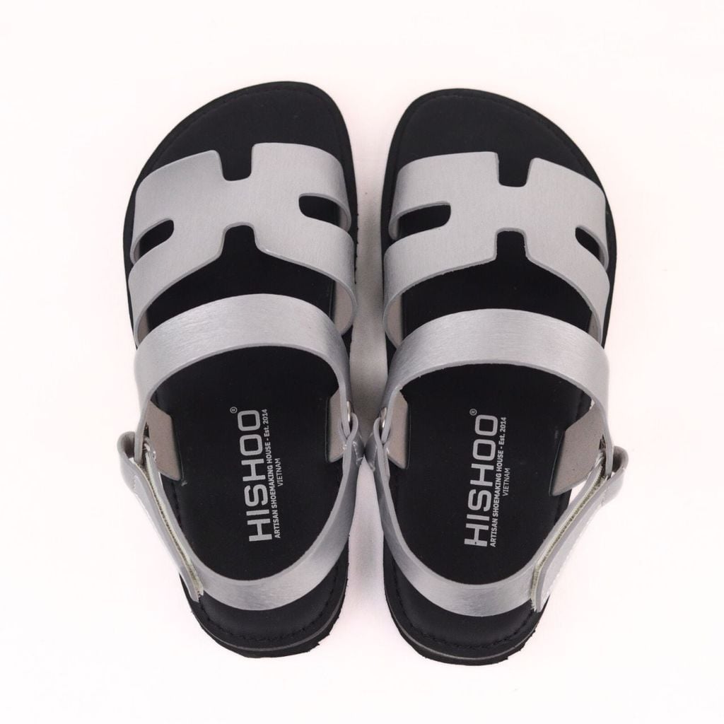 Dép Sandal Daily Trek Sandal (Sandal đi bộ đường dài) Nam chữ H Bạc lót da premium Felix HISHOO P115