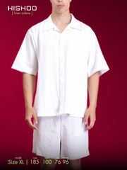 Áo Sơ Mi Nam Relax Form Rộng, Cổ Danton, Lai Ngang Linen Solene Vải Mềm Mát HISHOO A1T004