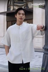 Áo Sơ Mi Nam Xám Tro Relax Form Rộng, Cổ Tàu Vuông, Lai Ngang Linen Solene Vải Mềm Mát HISHOO A1T002