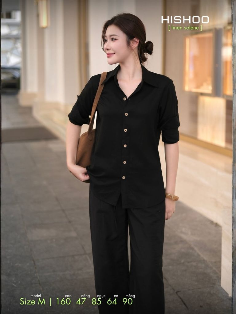 Quần dài Linen Nữ Lưng Thun, Hishoo basic mặc đi chơi, đi làm HISHOO Q3G001