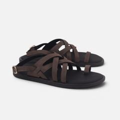 Dép Sandal lê bệt Nam quai ngang xỏ ngón lót da premium Manto 6 HISHOO W010