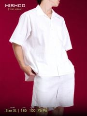 Áo Sơ Mi Trắng Nam Relax Form Rộng, Cổ Danton, Lai Ngang Linen Solene Vải Mềm Mát HISHOO A1T004