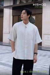 Áo Sơ Mi Nam Relax Form Rộng, Cổ Tàu Vuông, Lai Ngang Linen Solene Vải Mềm Mát HISHOO A1T002