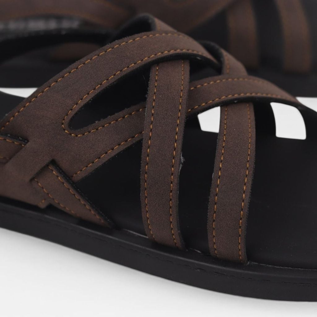 Dép Sandal lê bệt Nam quai ngang xỏ ngón lót da premium Manto 6 HISHOO W010
