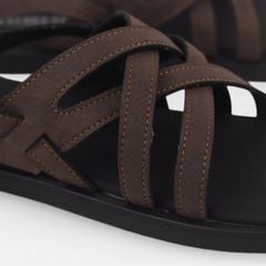 Dép Sandal lê bệt Nam quai ngang xỏ ngón lót da premium Manto 6 HISHOO W010