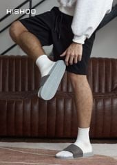 Dép quai ngang da bò Xám da lộn HISHOO U111