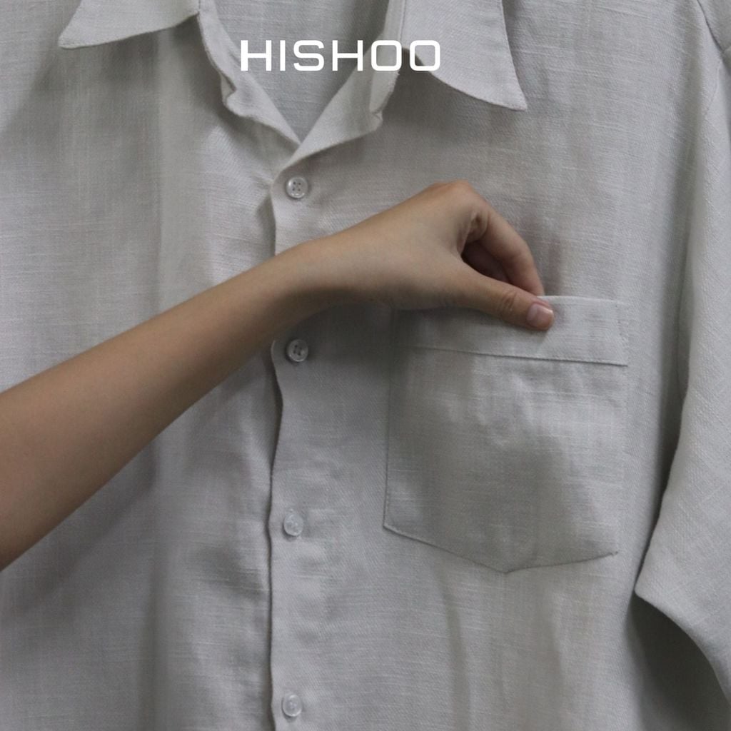Áo Sơ Mi Nam Tay Dài Relax Form Rộng, Cổ Thường, Lai Ngang Linen Solene Vải Mềm Mát HISHOO A2T003