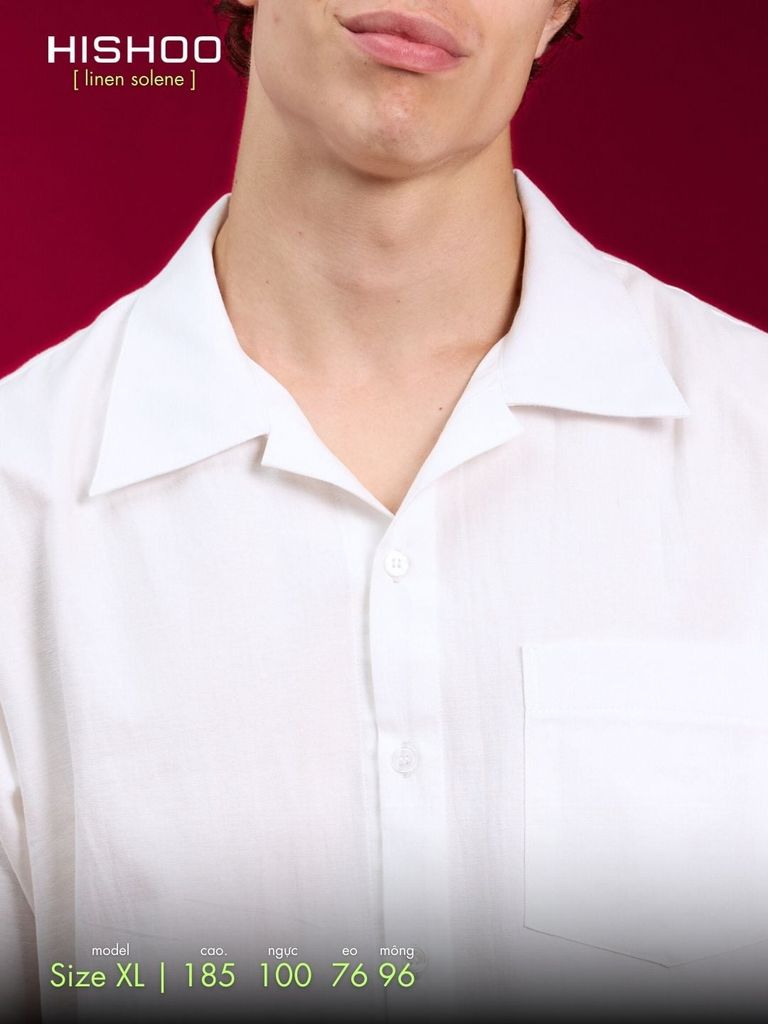 Áo Sơ Mi Trắng Nam Relax Form Rộng, Cổ Danton, Lai Ngang Linen Solene Vải Mềm Mát HISHOO A1T004