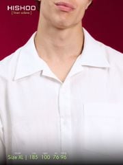 Áo Sơ Mi Trắng Nam Relax Form Rộng, Cổ Danton, Lai Ngang Linen Solene Vải Mềm Mát HISHOO A1T004